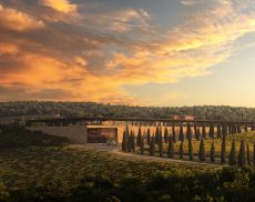 Il rendering della nuova cantina di Poggio Antico
