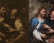 Tributo della moneda, l'opera d'arte prima e dopo il restauro finanziato da Caparzo