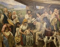La vaccinazione nella campagna senese, dipinto di Arturo Luciani