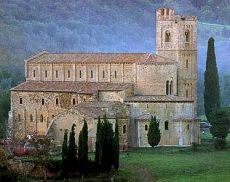 Una vista dell’Abbazia di Sant’Antimo