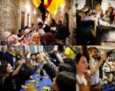 L'entusiasmo nelle cene dei quattro Quartieri di Montalcino