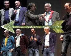 Gli arcieri che hanno vinto la Freccia d'Oro sul palco degli Astrusi